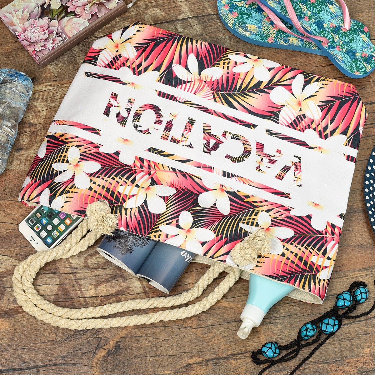 Pojemna torba plażowa na plażę torebka lekka Cechy dodatkowe brak