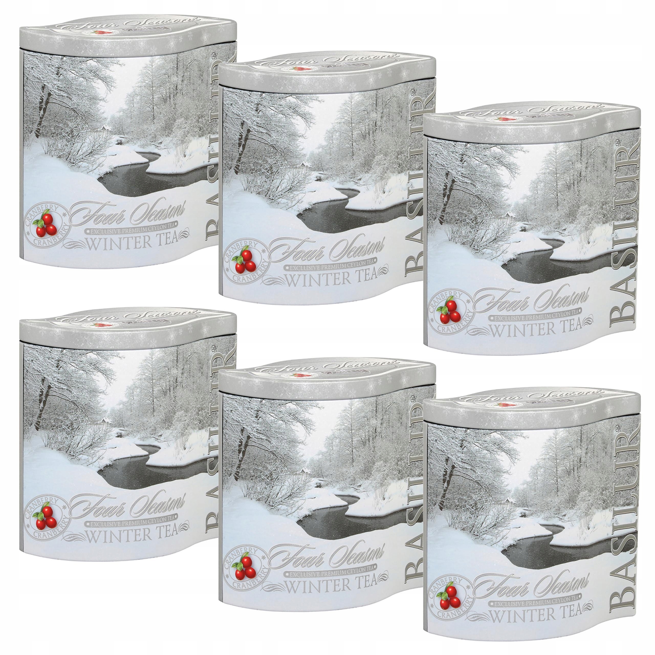 Levně Basilur Zimní Listový černý čaj v ozdobné plechovce, 6 Plechovek