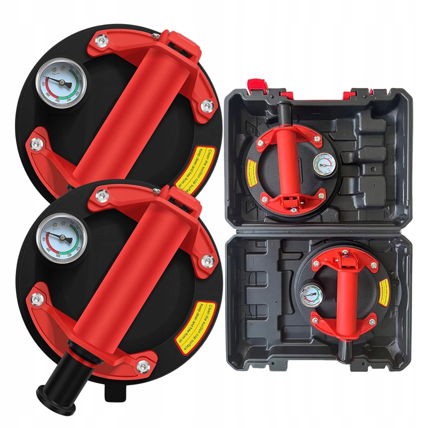 Přísavka Na Vakuové Dlaždice S Pumpičkou Manometr Držák 2ks