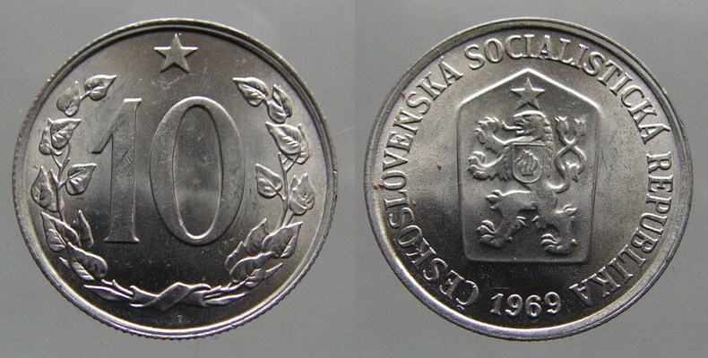 7136. CZECHOSŁOWACJA, 10 HALERZY, 1969 MENNICZE