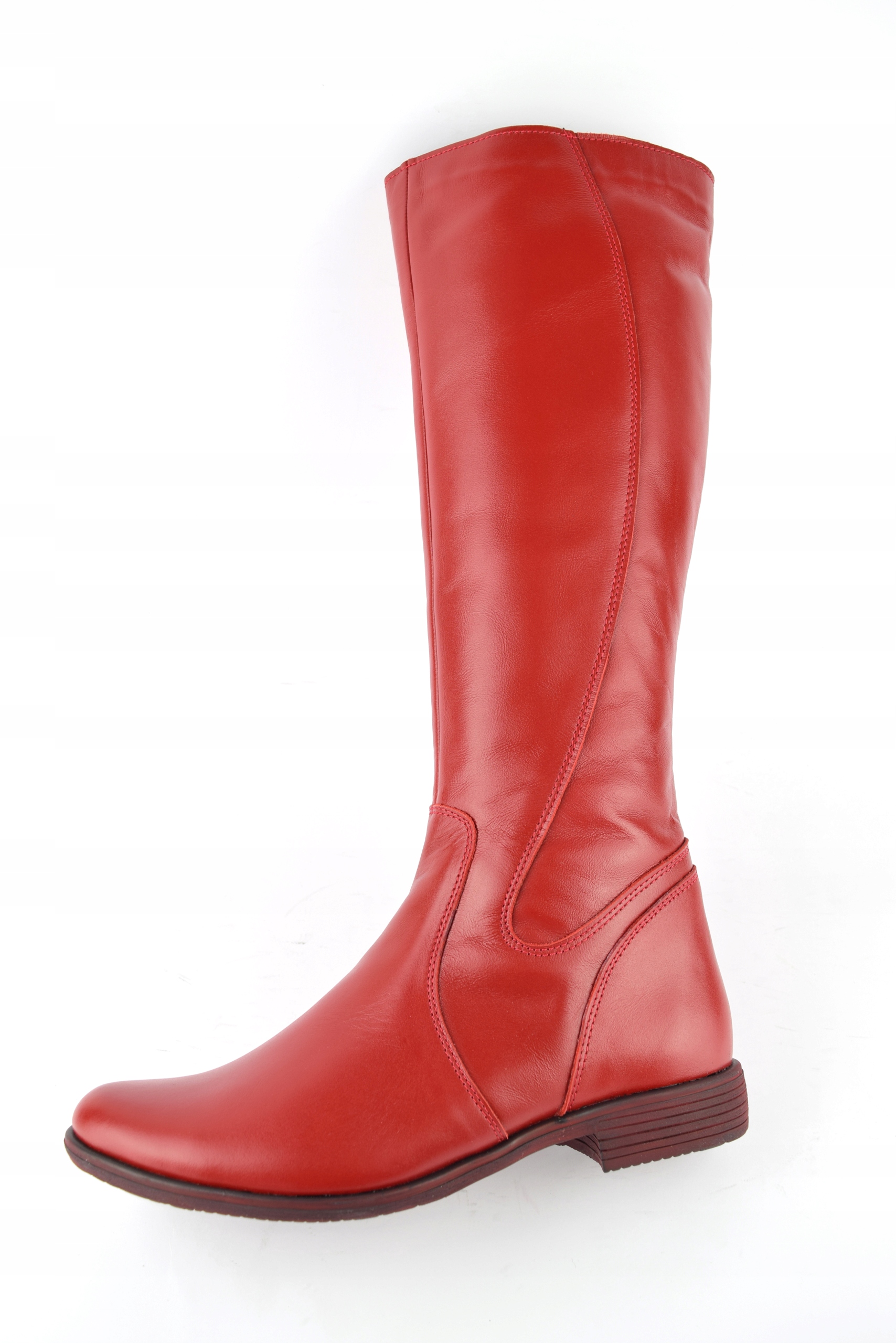 BTK- Czerwone kozaki skóra spód wąska łydka r. 41 Kolor czerwony