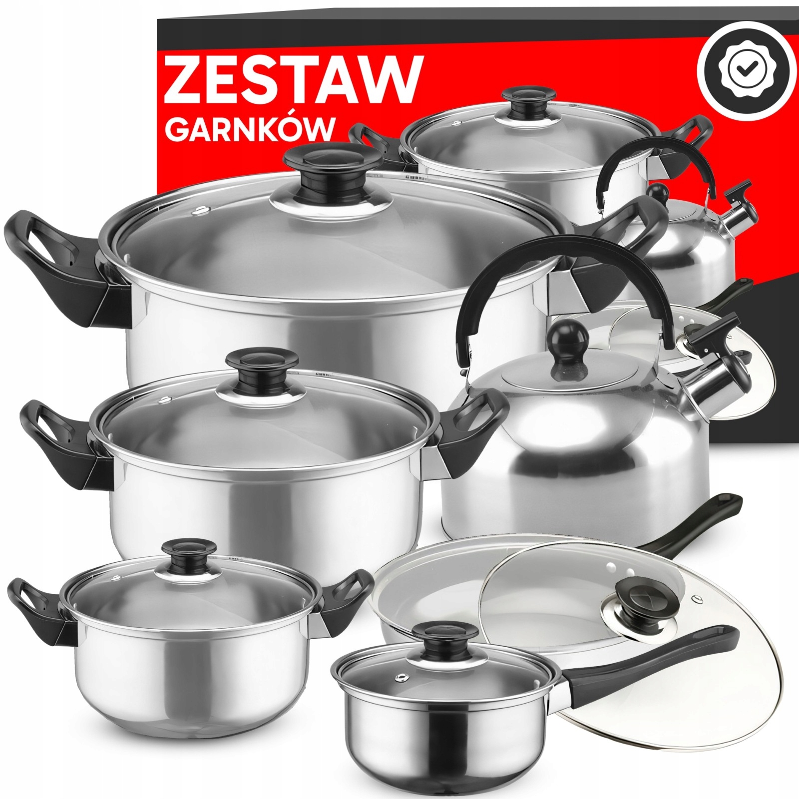 Sada hrnců s poklicemi, konvice, pánev, Plynová Indukce 1