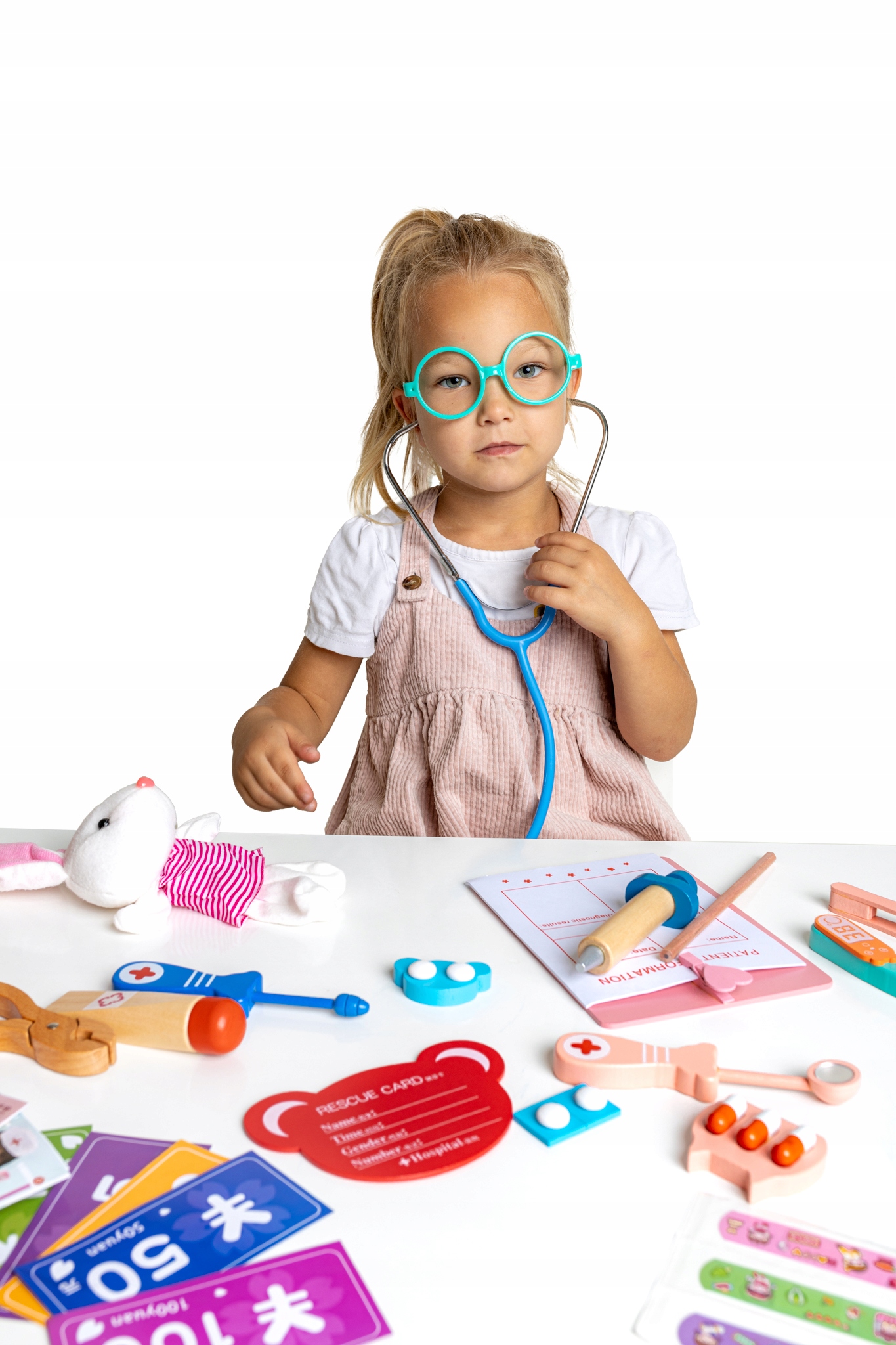 MAŁY DOKTOR Drewniany Zestaw Lekarski Dentysta APTECZKA Materiał drewno inny