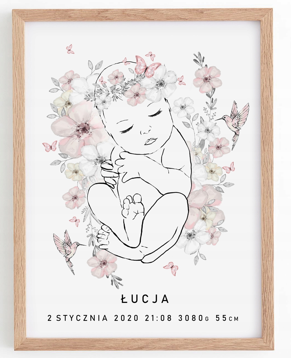 

Duża metryczka minimalistyczna dla dziewczynki