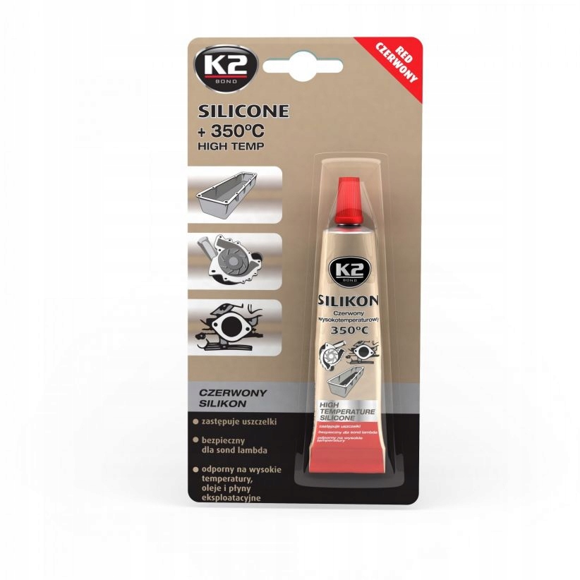 

K2 Silikon Czerwony Wysokotemperaturowy +350C 21g