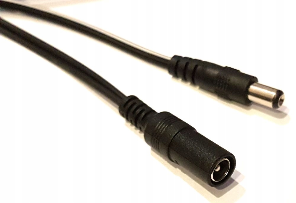 

Kabel Przedłużacz zasilania DC 5.5x2.1 wt-gn 1m