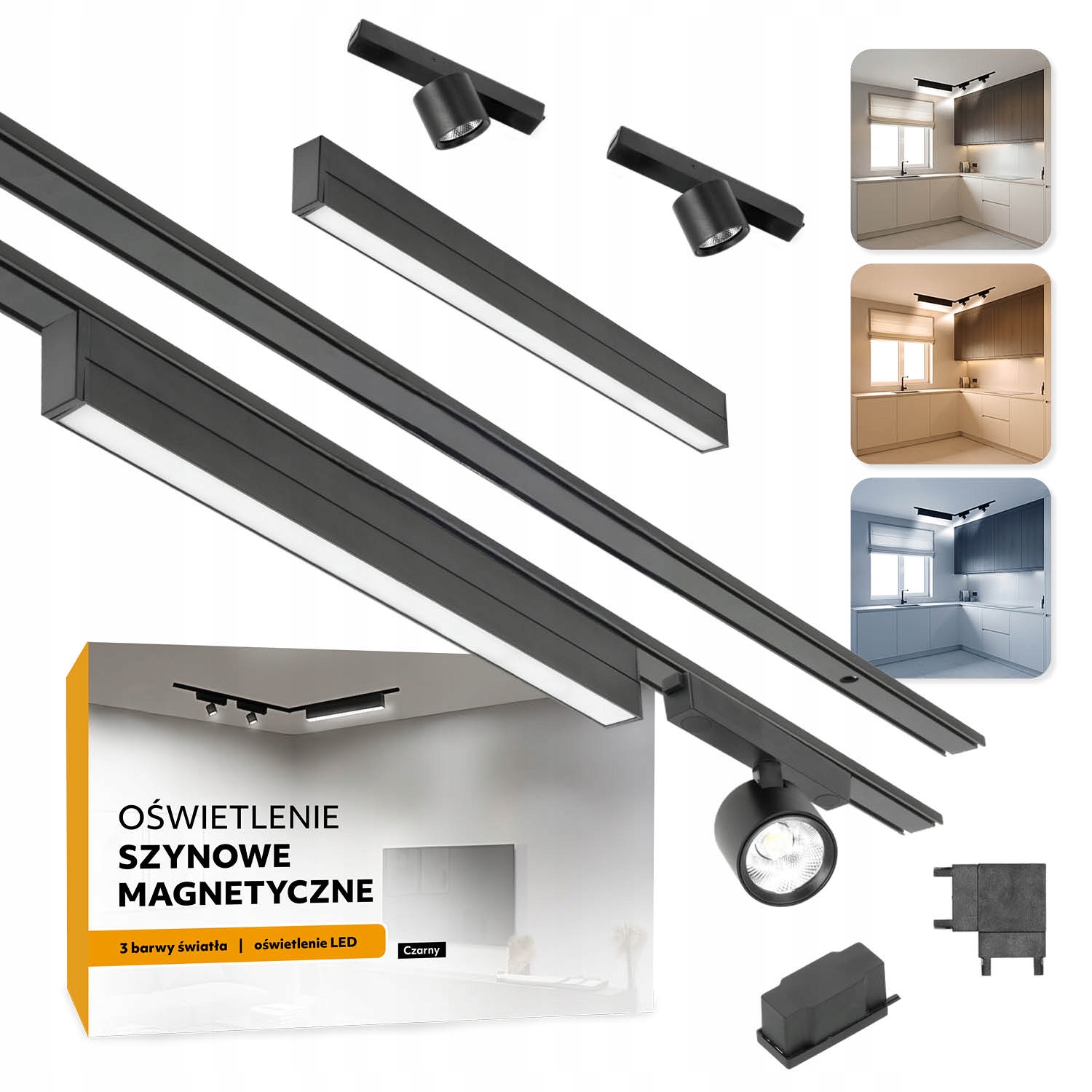 Magnetické koľajnicové osvetlenie 2x Lišta 1m+20W a 2x7W L čierne 5 rokov gwa