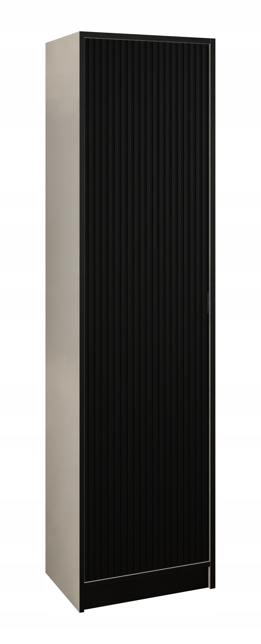 Skříň jednodveřová Lumi 54 1D Bílá černá s rýhovaným úchytem