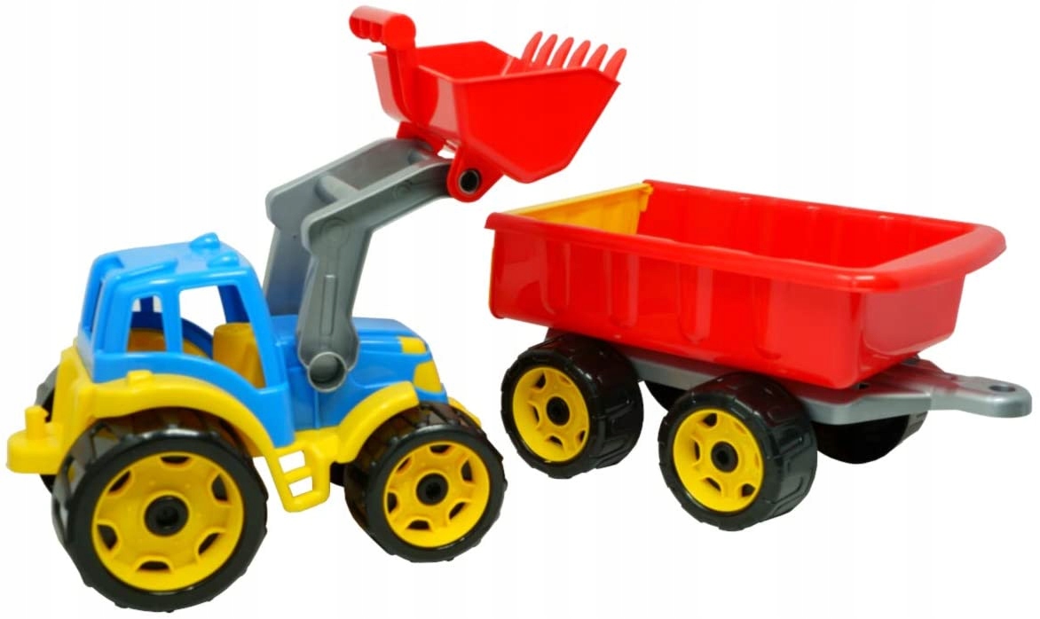 DUZY 65cm Traktor ciągnik z przyczepą Długość 65 cm