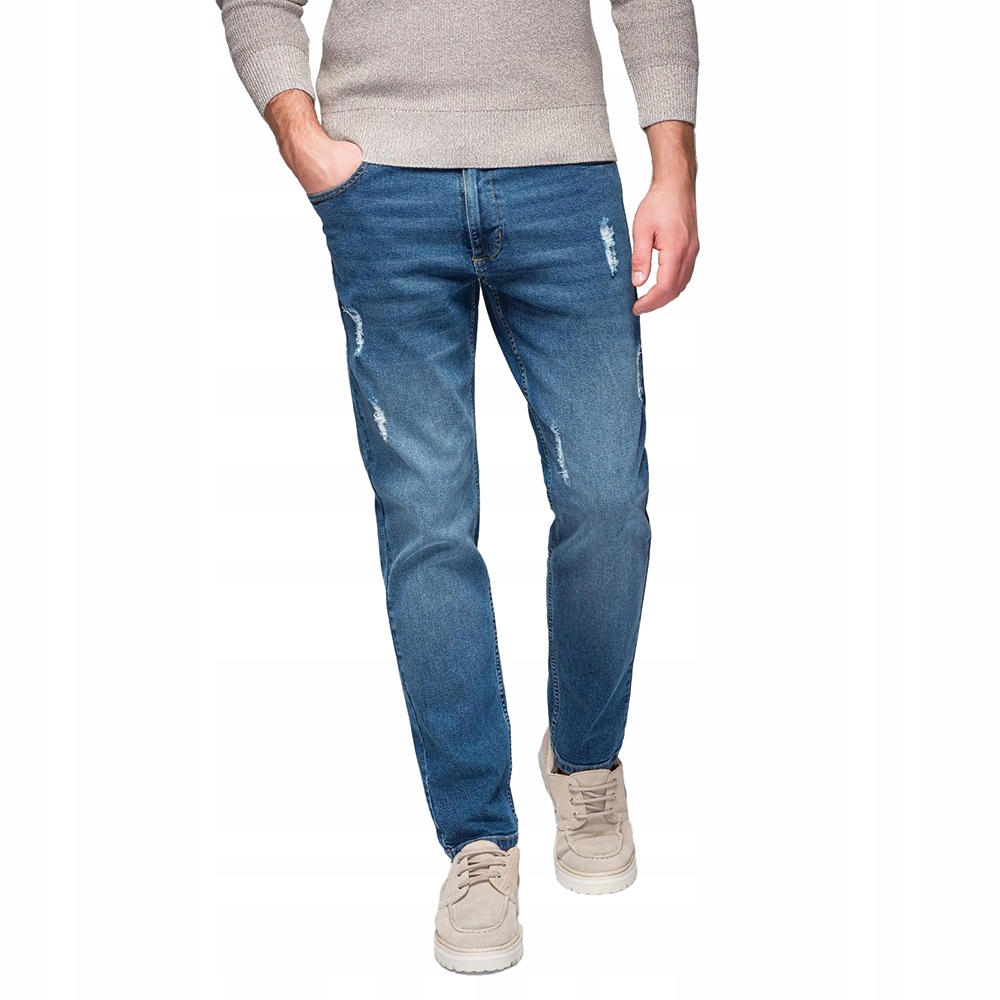 Pánské slim fit džíny s oděrkami, tmavě modré V2 OM-PADP-0255 XXL