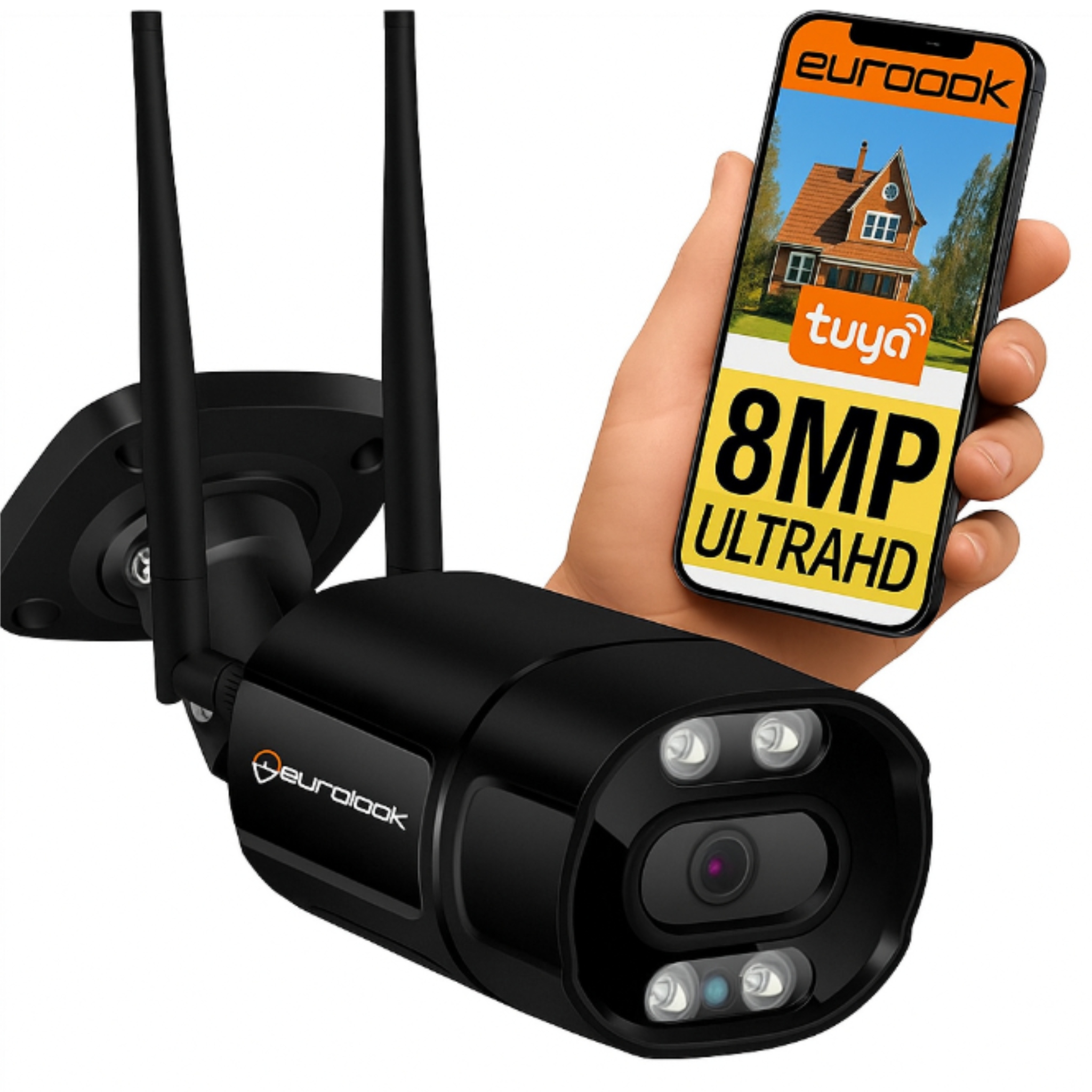 Vonkajšia WiFi kamera 8MPx 4K Ultra Hd Zoom Bezdrôtová Kovová Puzdro