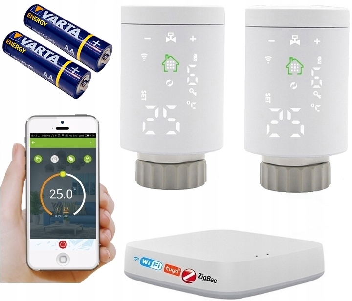 Tuya ZigBee 2 x Termostatová Hlavica Wifi Centrála