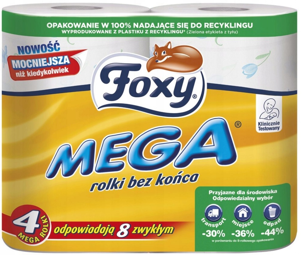 Papier toaletowy FOXY MEGA DŁUGI 4 rolki x 4 EAN (GTIN) 5900935001057