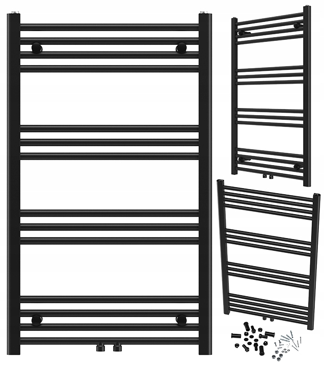 Čierny Kúpeľňový Ohrievač Kaloryfer Moderný Rebríkový 100x60 cm Raven