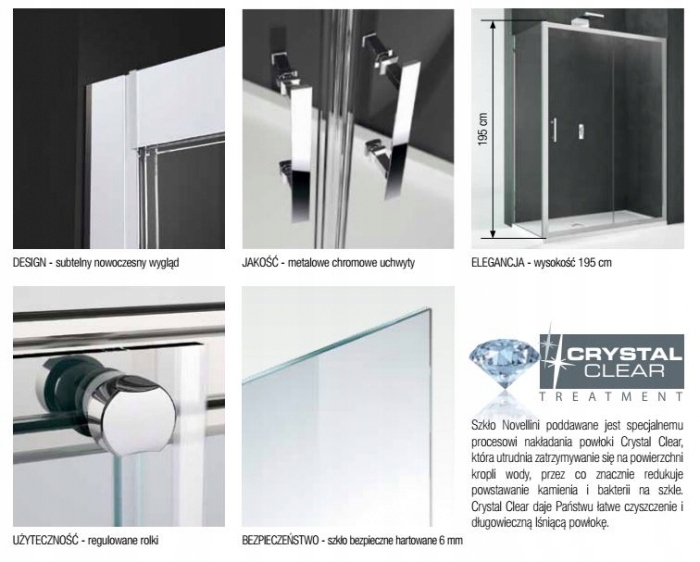 NOVELLINI Drzwi do wnęki KALI 2P 154-160 Marka Novellini