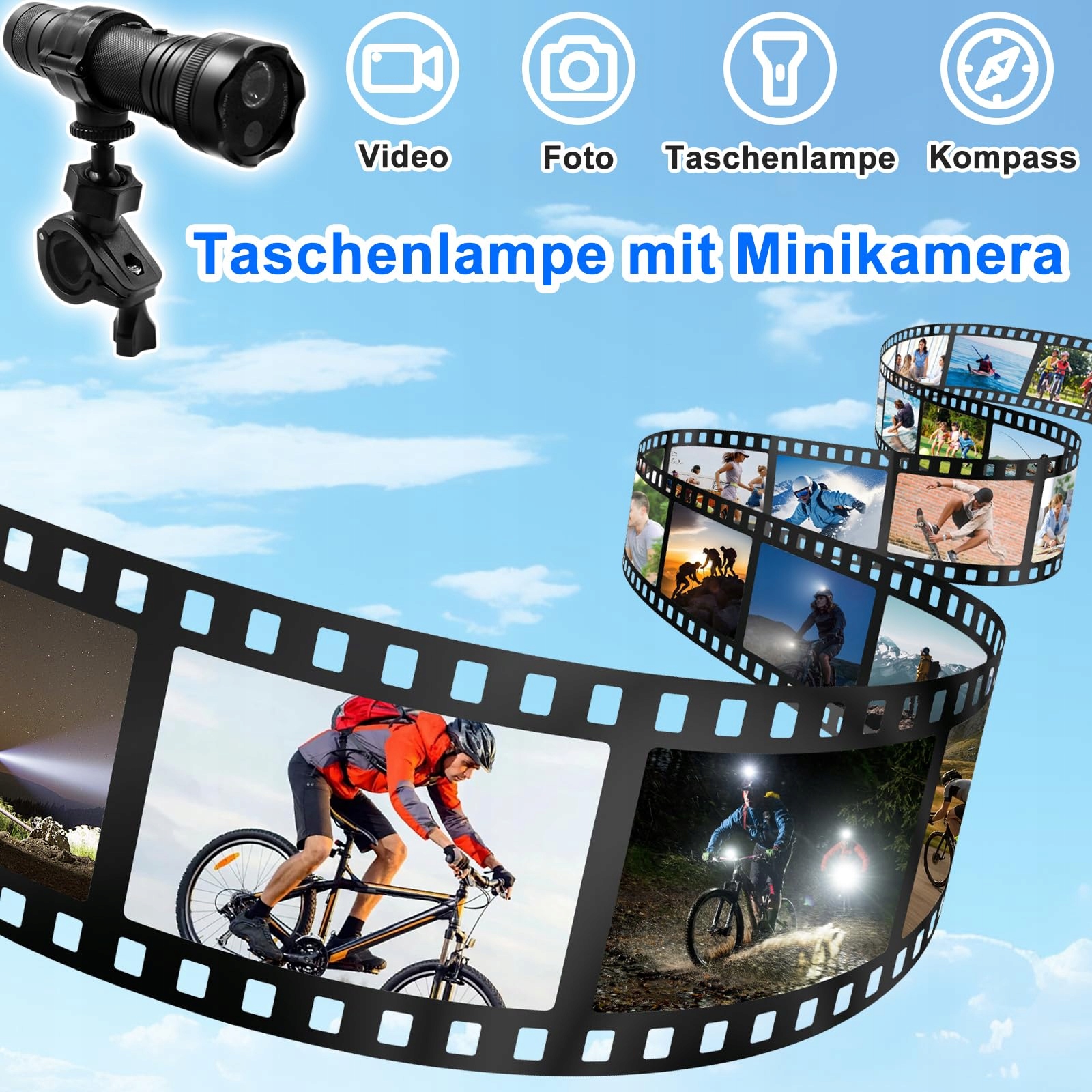 SECURALEN Kamera Sportowa 1080P HD 120° Kąt 5 Trybów Światła 2600mAh — miniatura 2