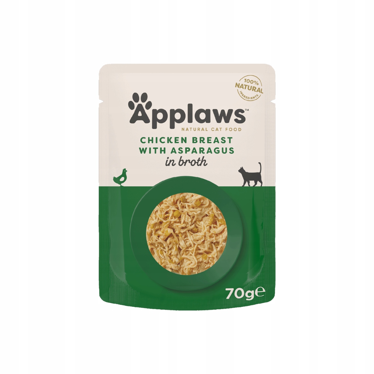 Levně Applaws Premium Mokré krmivo pro kočky 100% kapsička a chřest kapsička 12x70g