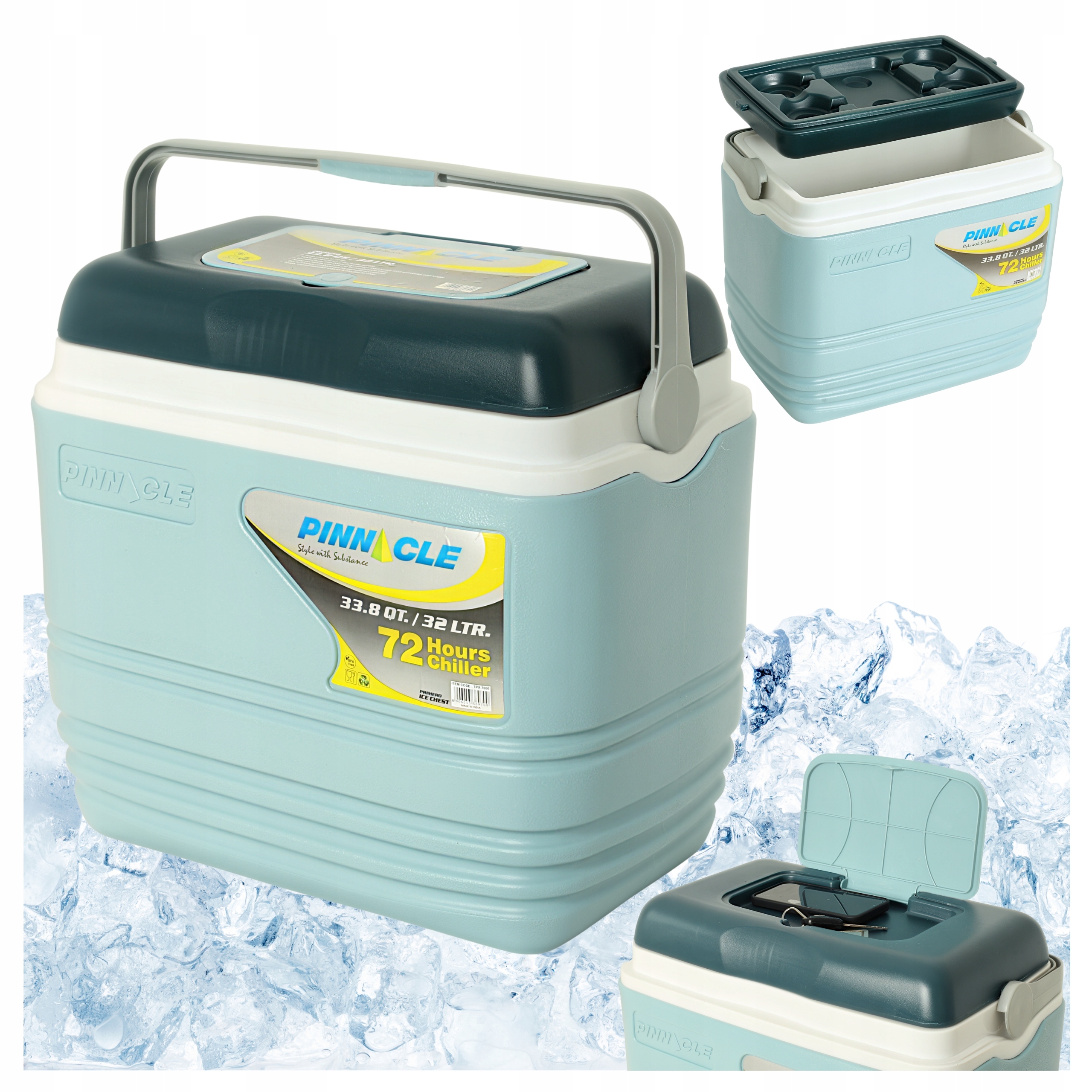 Pinnacle Turistická lednička s přenosnými vložkami TPX7000 32 l, velká modrá barva