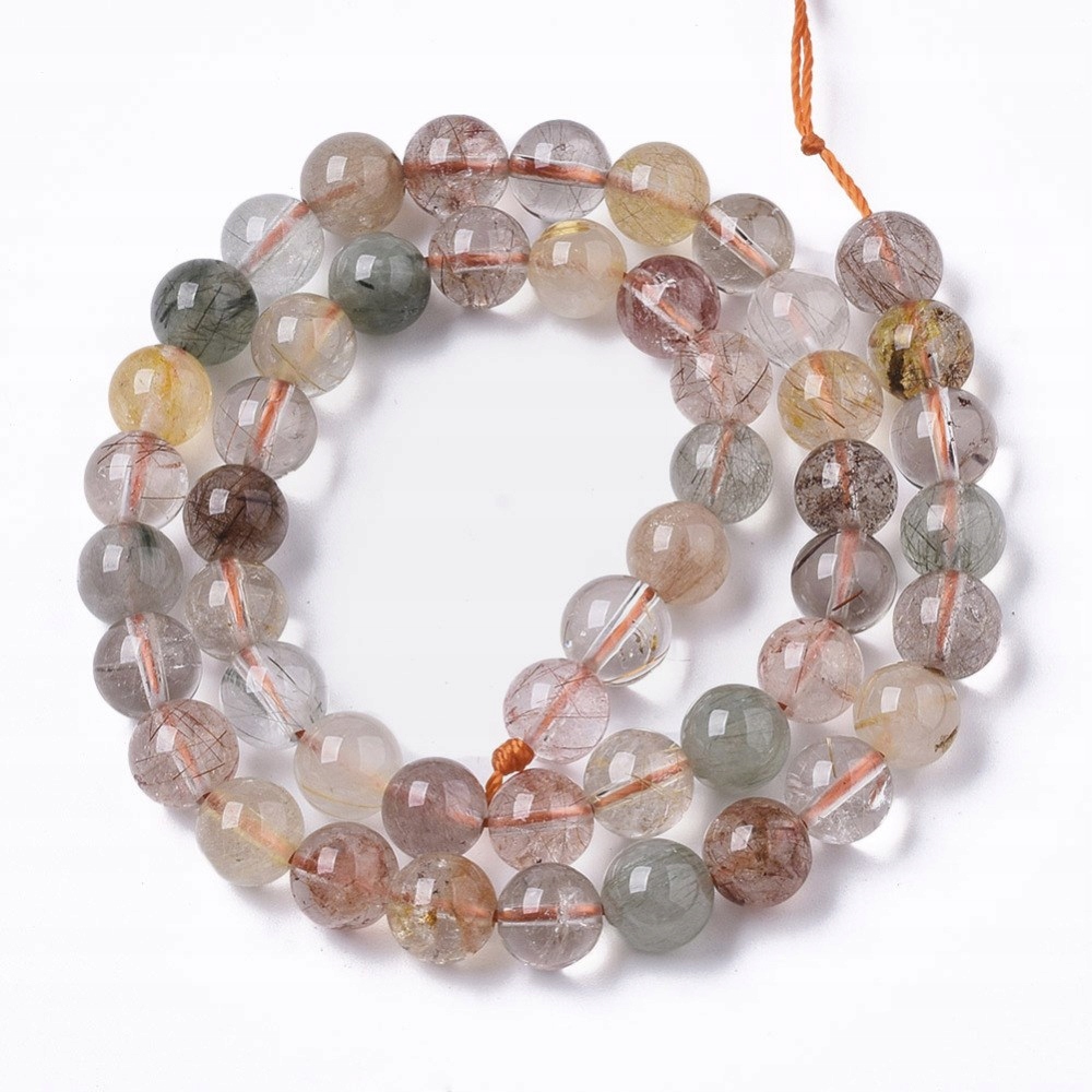 Korálky Přírodní Rutilový Kámen Křemen Kulaté, 8mm, 46 Ks/37cm