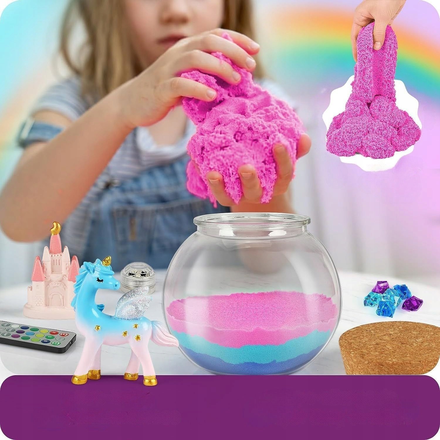 Jednorożec Zestaw Kreatywny Dziewczynki Lampka Nocna Piasek Kinetyczny DIY EAN (GTIN) 5905896562821