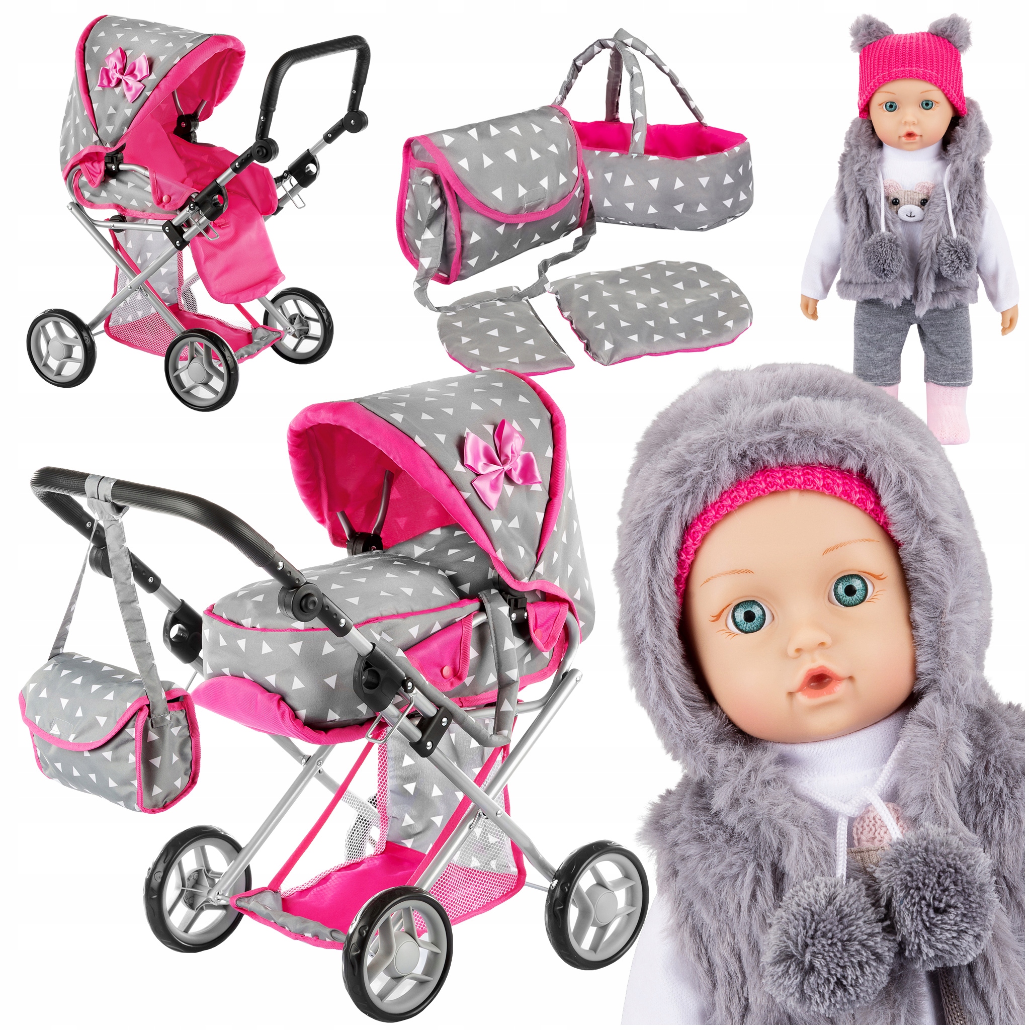 

Kinderplay Wózek Dla Lalek Spacerówka Gondola 3w1