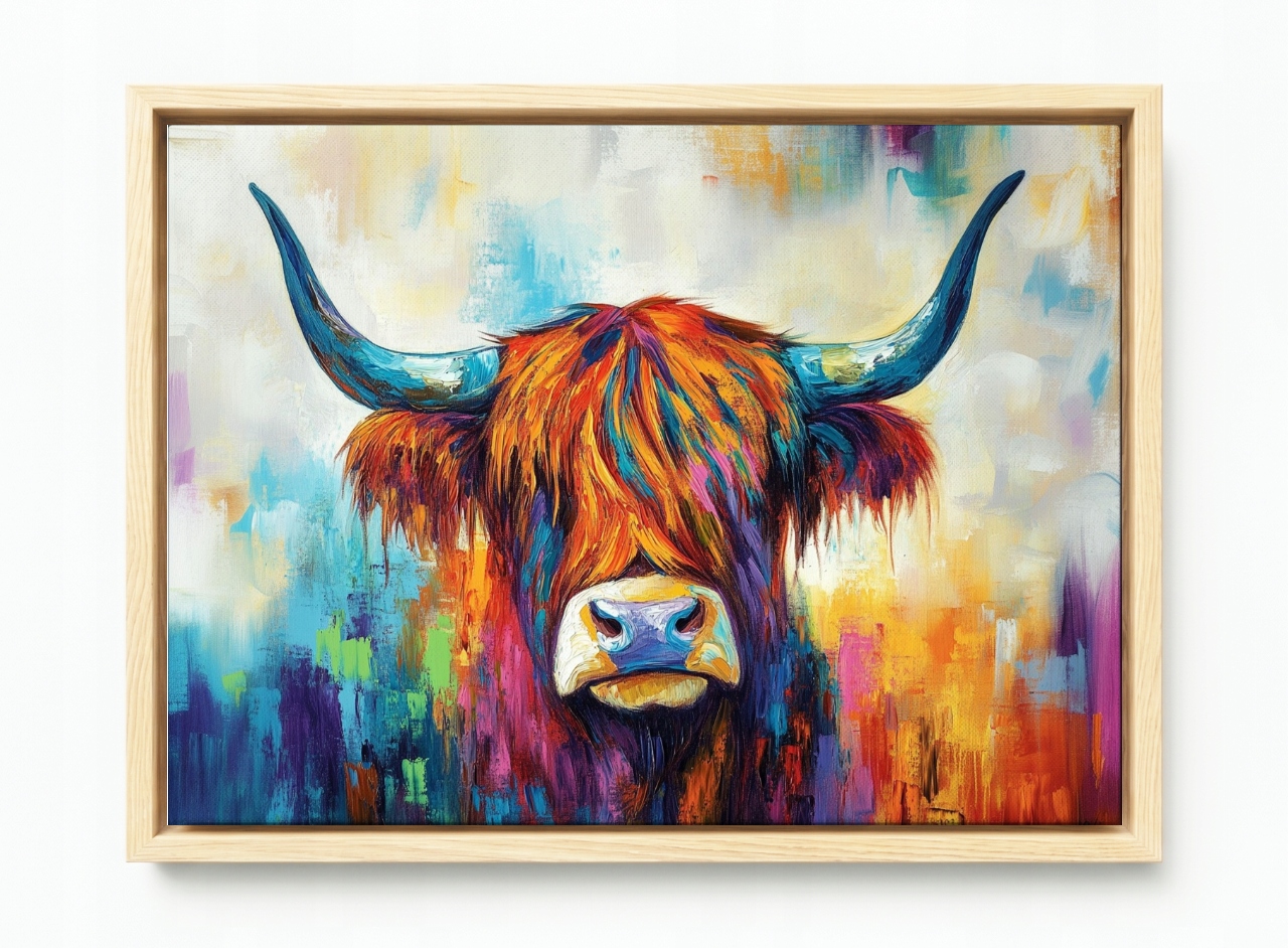 Obraz Rám Americký Box Fauna Kráva Skotsko Highland Portrét Grafika 60x40