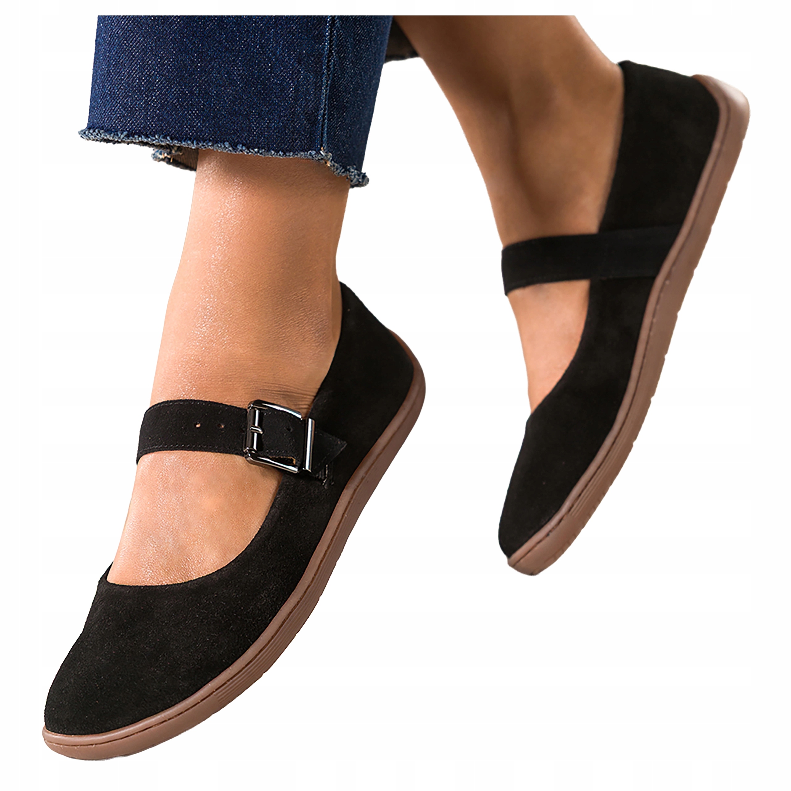Baleríny Černé Dámské Barefoot Mary Jane Ploché Kožené Pohodlné r 40