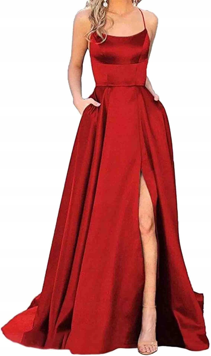 Hahaemma Šaty Elegantní Dámské Večerní Balanční Dlouhé Maxi Červené 2XL