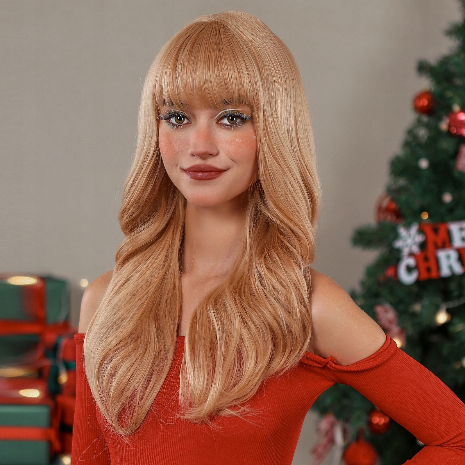 Zlatá blond paruka Bella s ofinou