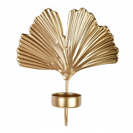 

Świecznik złoty ścienny metalowy miłorząb 15x16