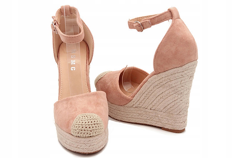 BL1919 RÓŻOWE SANDAŁY NA KOTURNIE ESPADRYLE R.40 Rozmiar 40