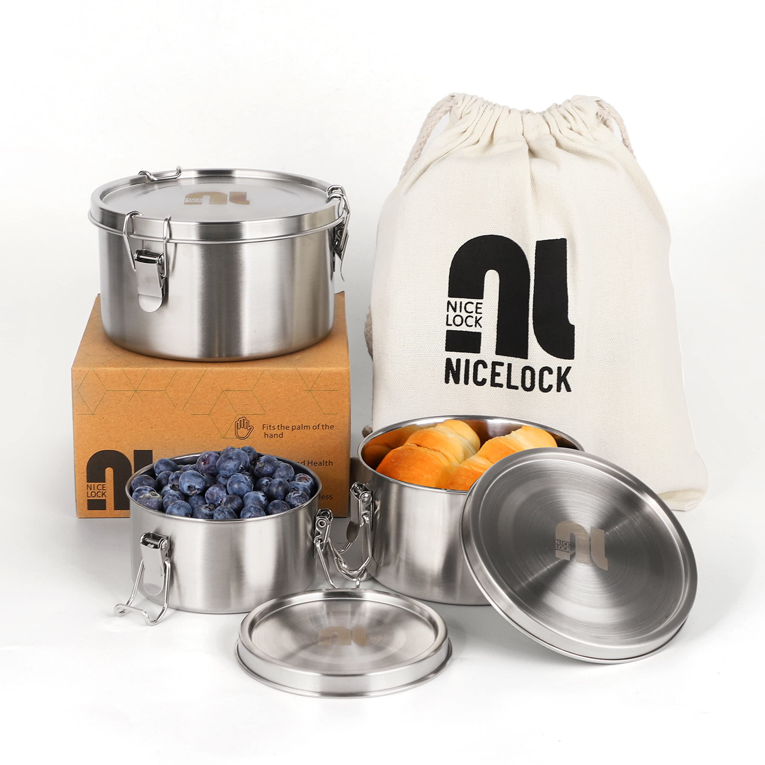 Nicelock Ocelové Lunchboxy Sada 3 kusů