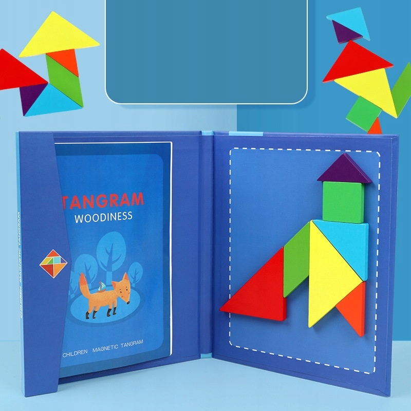 TANGRAM MAGNETYCZNY DREWNIANA UKŁADANKA KLOCKI MAGNETYCZNE GRA EDUKACYJNA Bohater brak