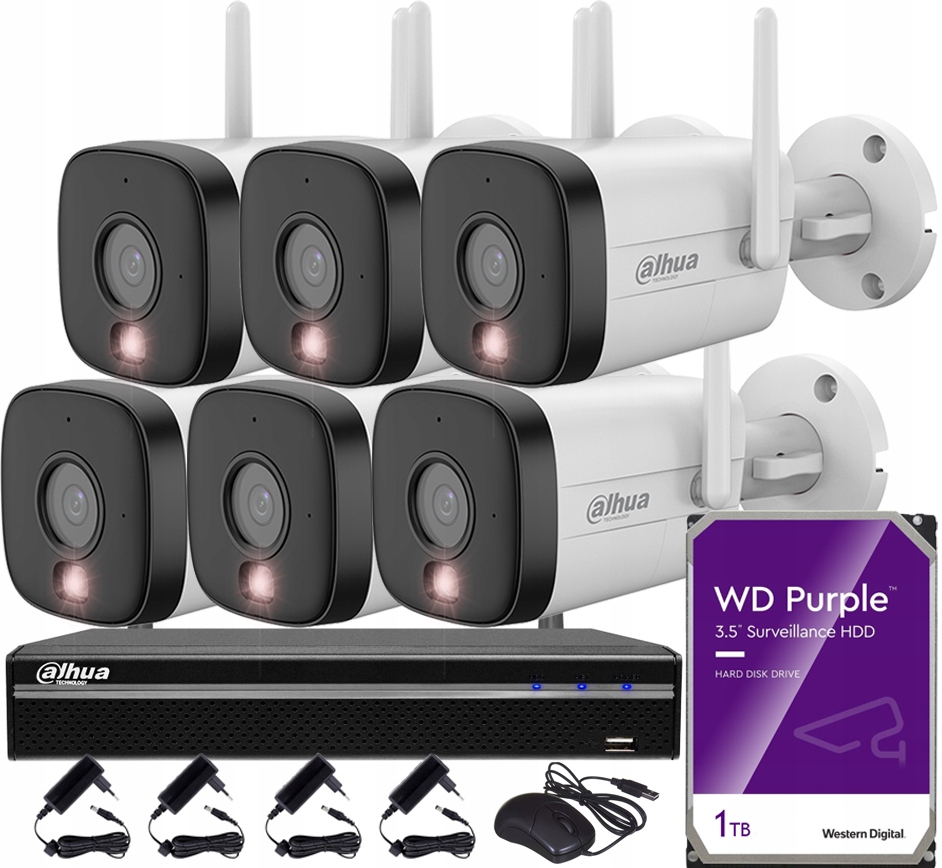 5MPx monitorovací sada pro 6 kamer IPC-HFW1539DTK1-SAW-IL WiFi disk 1TB