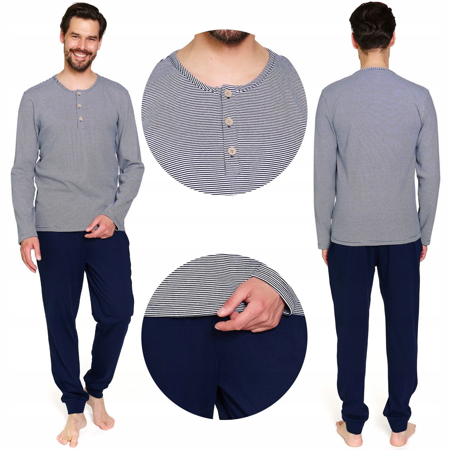 Doctor Nap PMB.7353 blackberry pruhy bavlna dlouhé kapsy Pyžamo 2XL