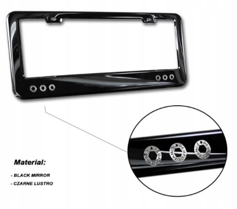 Spz Rámeček Plastový Poniklované Nýty Premium Zrcadlo 33x15