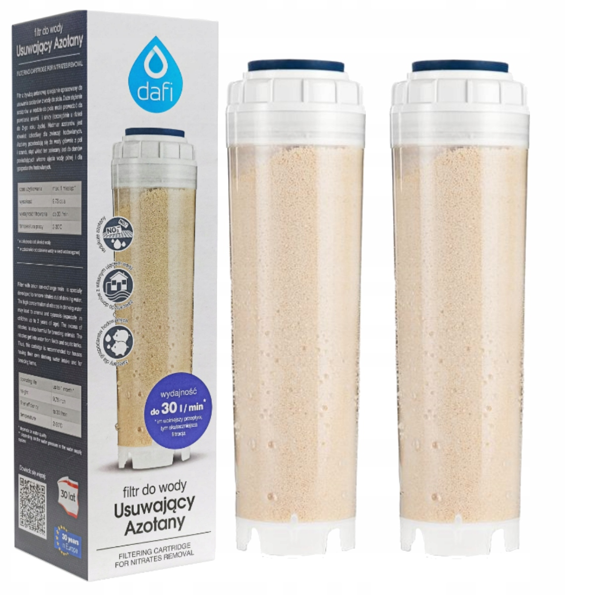 2x průtoková filtrační vložka odstraňující dusičnany