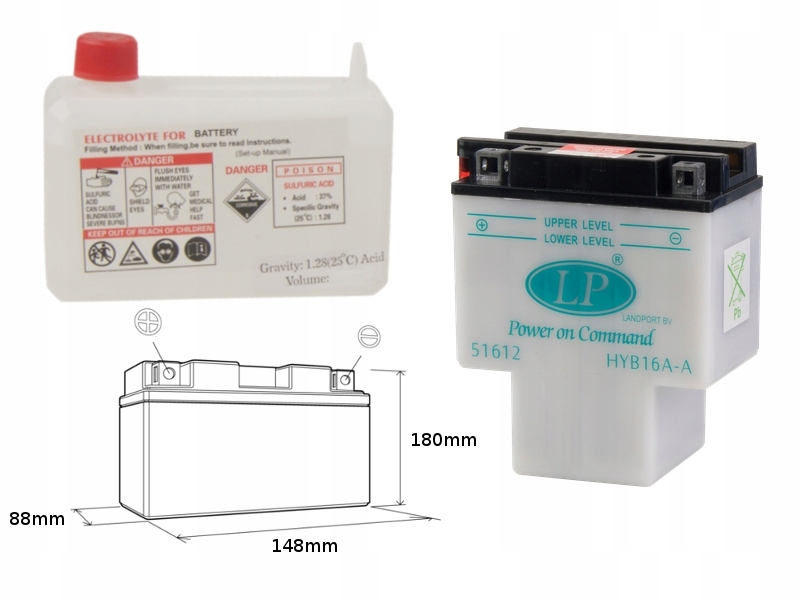 Landport Batéria HYB16A-A (MD HYB16A-A) 12V 16AH 151X91X182 Podpora