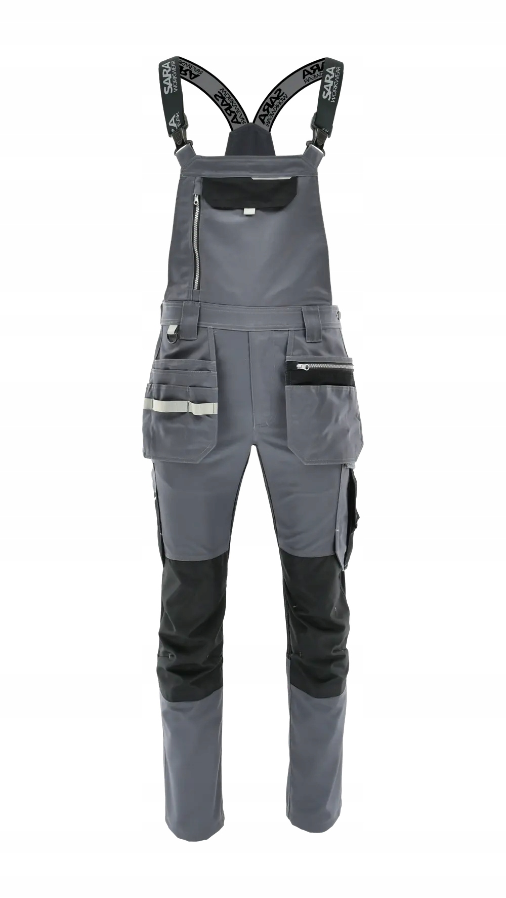 Sara workwear spodnie robocze ogrodniczki Monter Szaro/Czarny 62