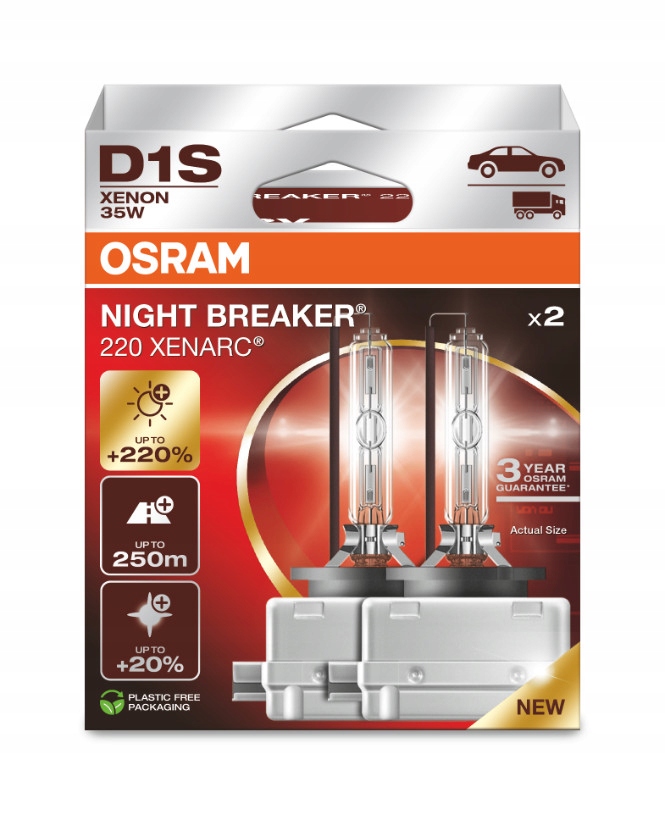 Xenon D1S Osram Night Breaker Laser Xenarc +220% 2SZT