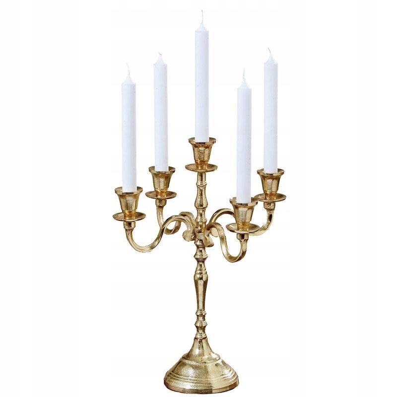 

Śliczny wysoki złoty świecznik glamour lampion