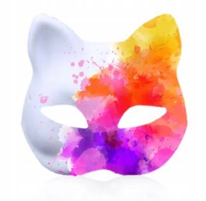 MASKA DO MALOWANIA DEKORACJI BIAŁY KOT KOTEK USZY Marka MixParty