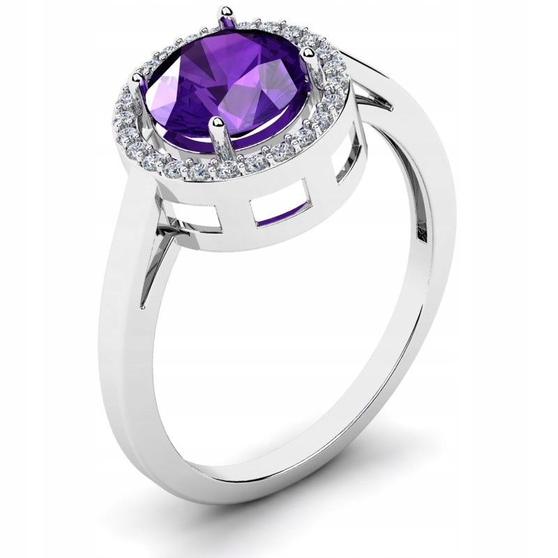 

Pierścionek Z Białego Złota Z Fioletową Cyrkonią