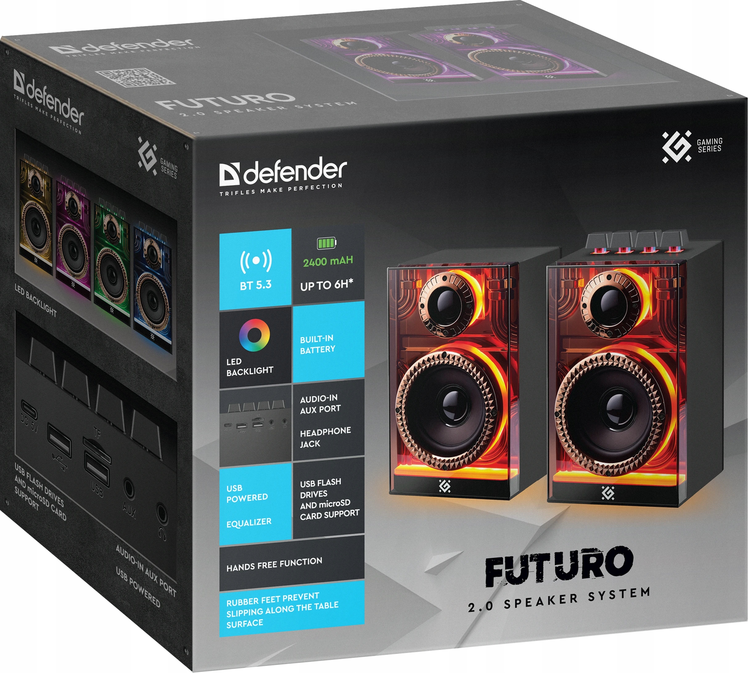 GŁOŚNIKI DEFENDER FUTURO 2.0 BLUETOOTH 20W LED — 25