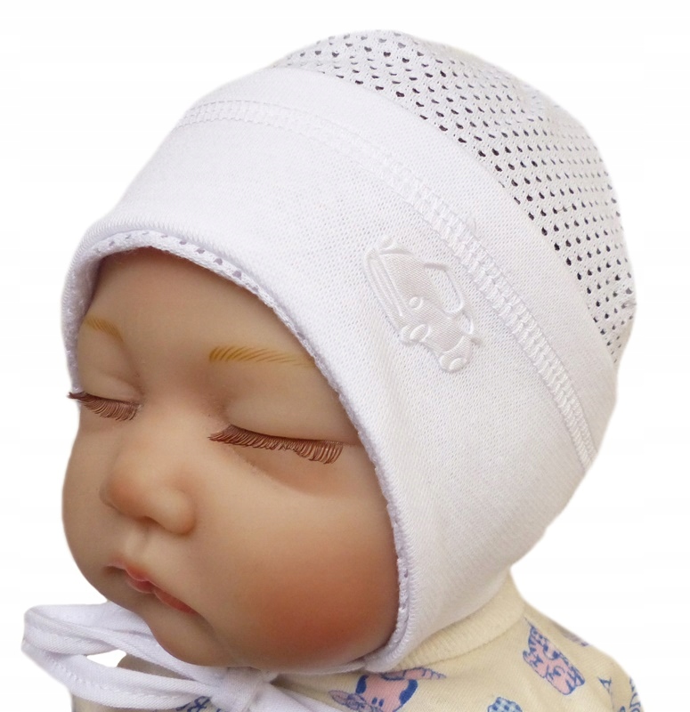 CZAPKA noworodek wiązana AŻUR ażurek LATO 36-38