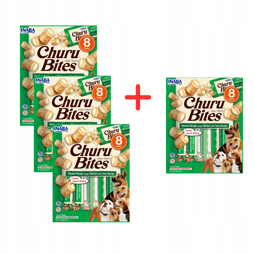 Levně Inaba Dog Churu Bites Wrap 4x96g psí pamlsek Kuřecí tuňák