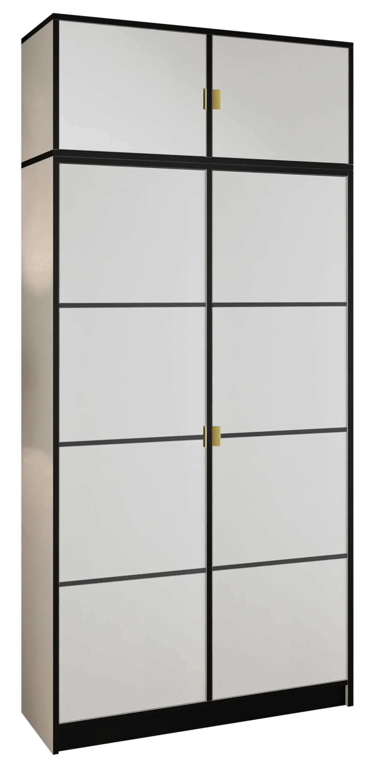 Skříň Lumi 105 2D Bílá Vzor 2 zlatý úchyt s nástavcem