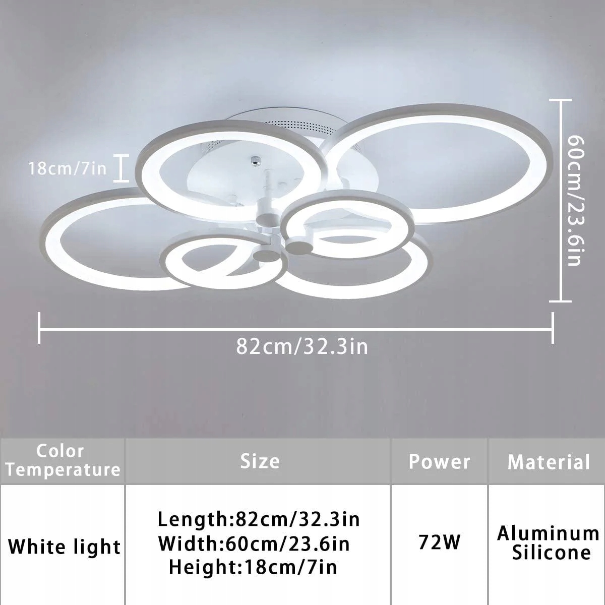 LAMPA SUFITOWA WISZĄCA LED ŻYRANDOL RING NOWOCZESNA 72W 6000K DO SALONU Kolekcja LAMPA SUFITOWA