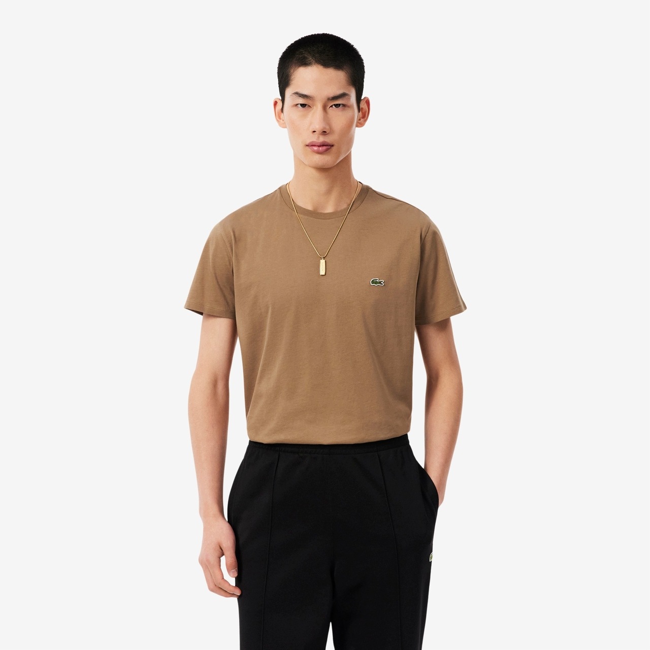 Lacoste Tričko Pima Premium Brown S