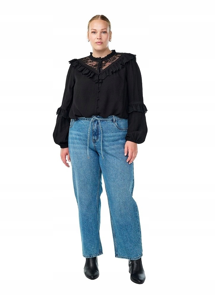 Zizzi Krásná Černá Halenka S Volánky 204A 56